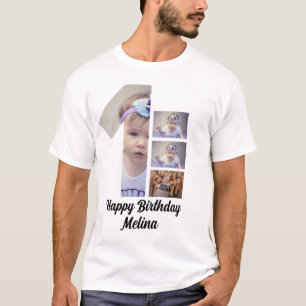 Custom Baby's first birthday 4 Photo collage T-Shirt