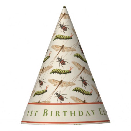 Custom Babys First Birthday Fun Bug Pattern   Party Hat