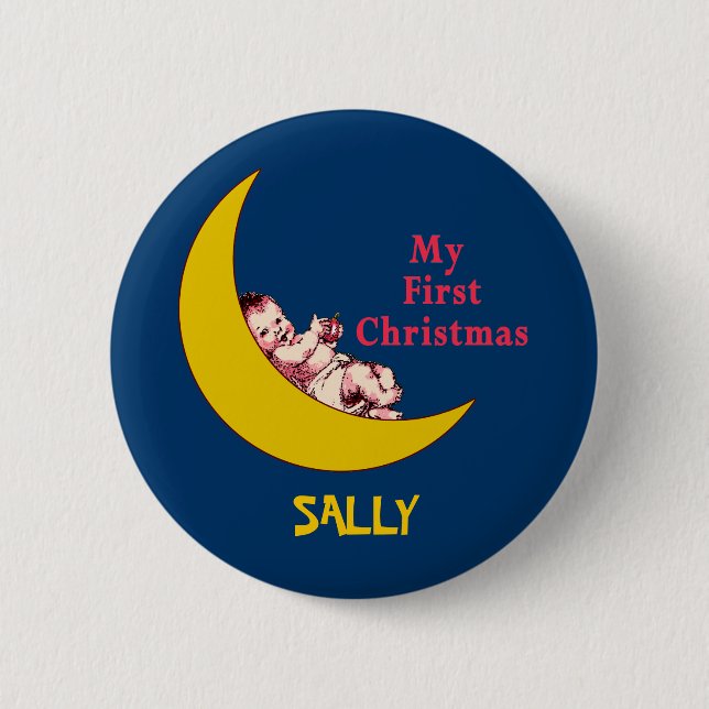 Custom Baby's First Christmas Apparel Pinback Button (Front)