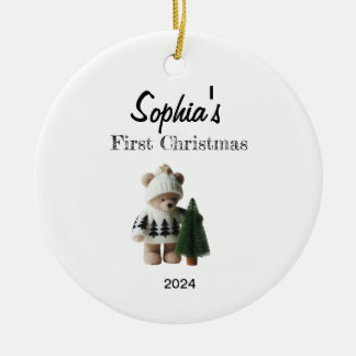 Custom Baby's First Christmas Baubles Ceramic Ornament