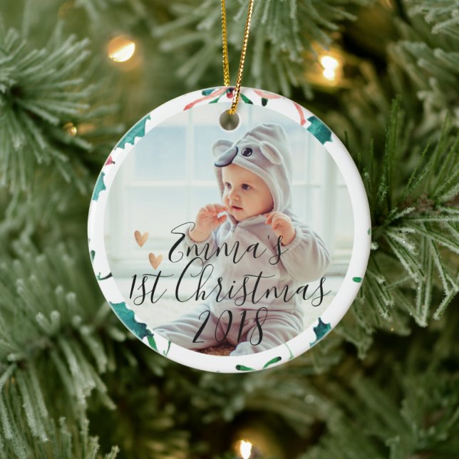Custom Baby's First Christmas | Christmas Ceramic Ornament (Tree)