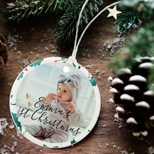 Custom Baby's First Christmas Christmas Ceramic Ornament