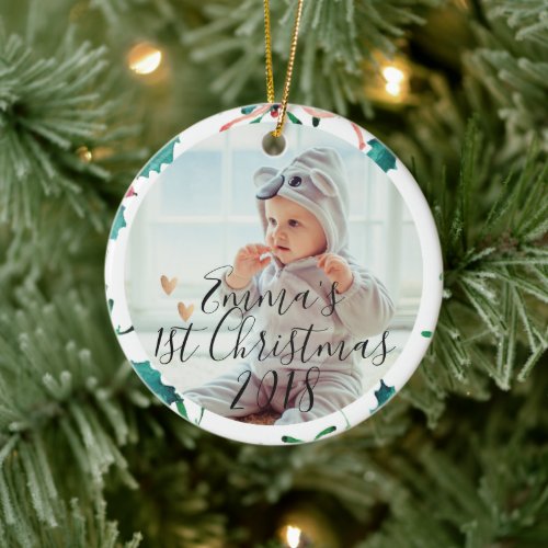 Custom Babys First Christmas  Christmas Ceramic Ornament