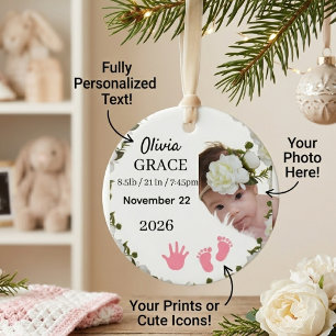 Custom Baby's First Christmas personalized Ceramic Ornament