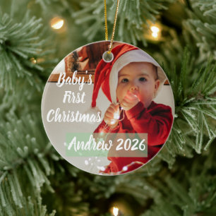 Custom baby's first Christmas Photo Ceramic Ornament