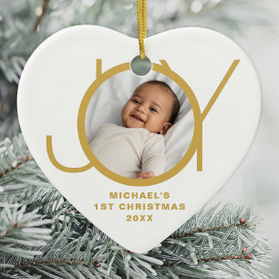 Custom Baby's First Christmas Photo Ceramic Ornament