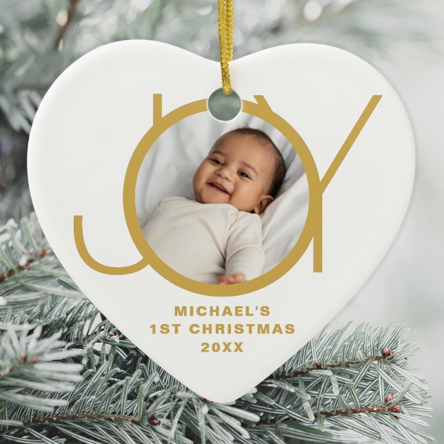 Custom Baby's First Christmas Photo  Ceramic Ornament (Creator Uploaded)