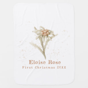 Custom Baby's First Christmas Sweet Floral Pattern Baby Blanket