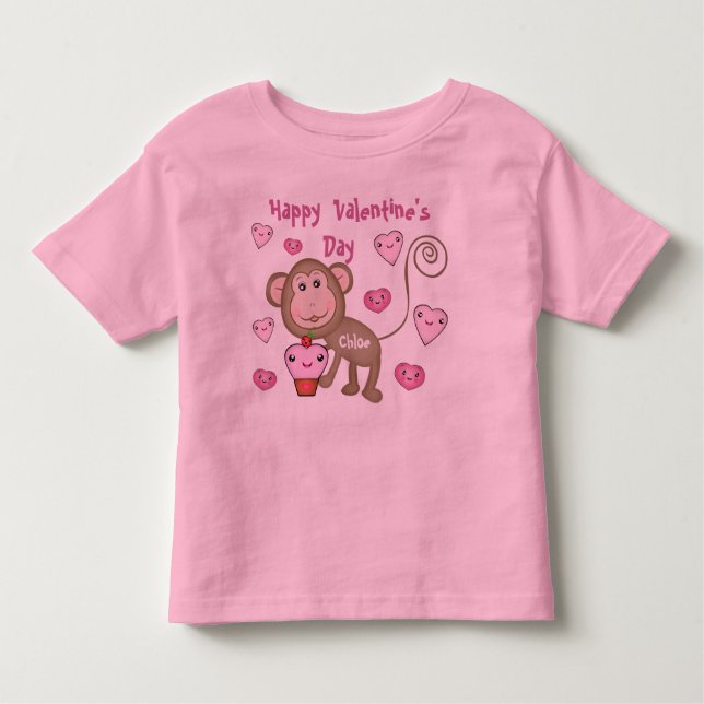 Custom Baby's Valentine's Day Monkey T-Shirt (Front)