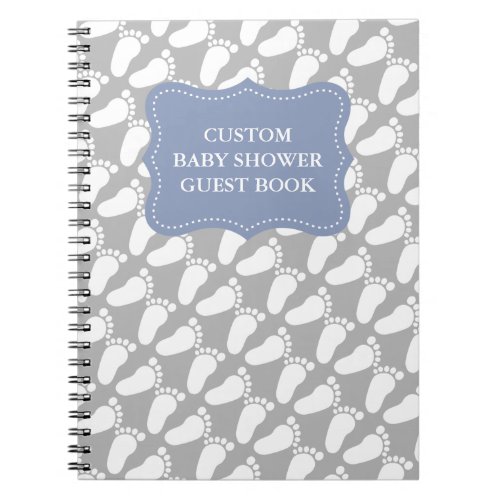 Custom babyshower guestbook with baby footprints notebook