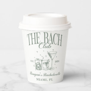 Custom Bach Club Bachelorette Retro Cocktail Black Paper Cups