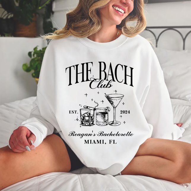 Custom Bach Club Bachelorette Retro Cocktail Black Sweatshirt (Creator Uploaded)