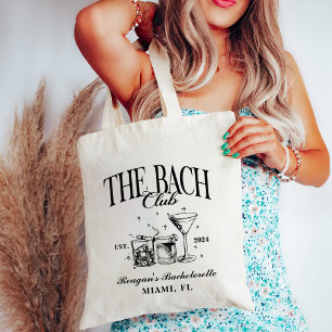 Custom Bach Club Bachelorette Retro Cocktail Black Tote Bag