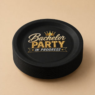 Custom Bachelor Party In Progress Paper Plates