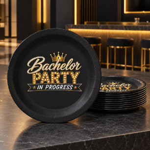 Custom Bachelor Party In Progress Paper Plates