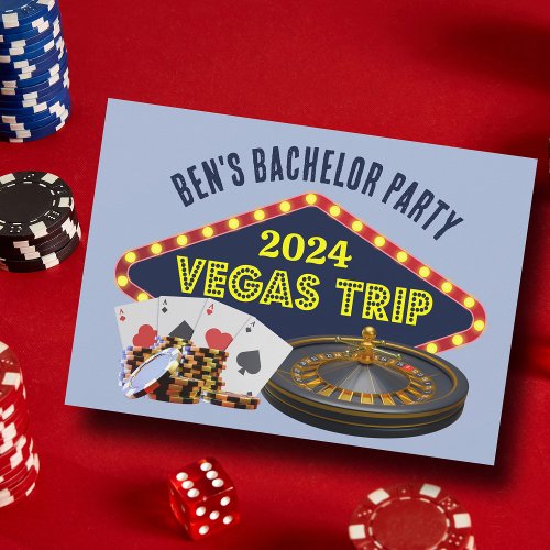 Custom Bachelor Party Las Vegas Trip Casino Invitation