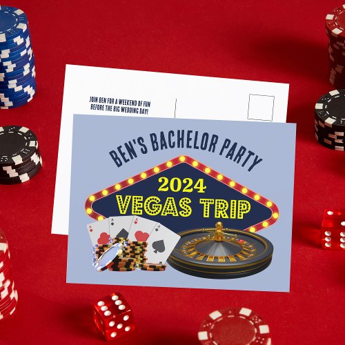 Custom Bachelor Party Las Vegas Trip Invitation Postcard