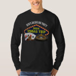 Custom Bachelor Party Las Vegas Trip Long Sleeve T-Shirt<br><div class="desc">Customize your own bachelor party trip long sleeve t-shirts for a Las Vegas getaway. A cool long sleeved t-shirt featuring gambling casino staples such as a deck of cards,  poker chips,  and roulette wheel with Vegas Trip in yellow script. Fun gambler tees for your whole group.</div>