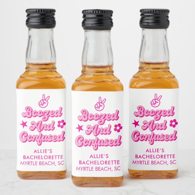 Custom Bachelorette Boozed and Confused Liquor Bottle Label (Bottles)