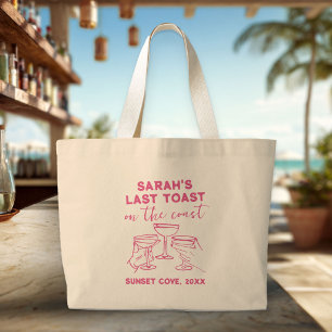 Custom Bachelorette Last Toast on The Coast Party Large Tote Bag