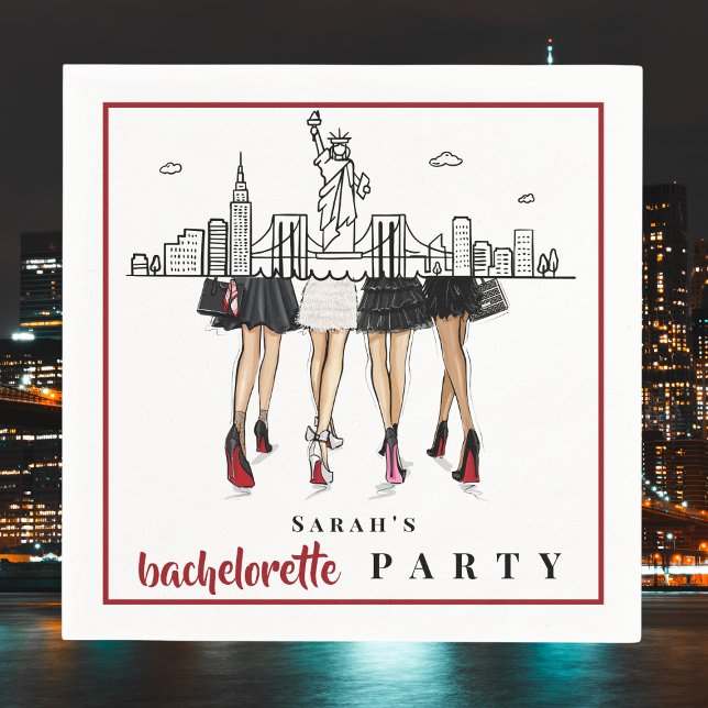Custom Bachelorette New York City Skyline Fashion Napkins (Creator Uploaded)