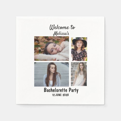 Custom Bachelorette party 4 photo collage  Napkins
