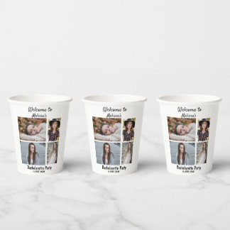 Custom Bachelorette party 4 photo collage Paper Cups