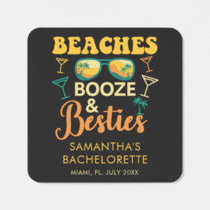 Custom Bachelorette Party Beaches Booze Besties Square Sticker