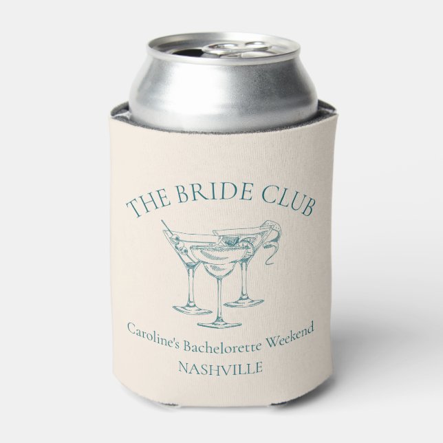 Custom Bachelorette Party Cocktail Social Club Can Cooler (Can Front)