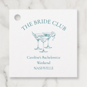 Custom Bachelorette Party Cocktail Social Club Favor Tags
