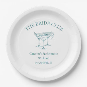 Custom Bachelorette Party Cocktail Social Club Paper Plates