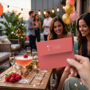 Custom Bachelorette Party Envelope with Cocktail