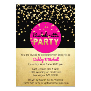pink gold bachelorette party invitations zazzle