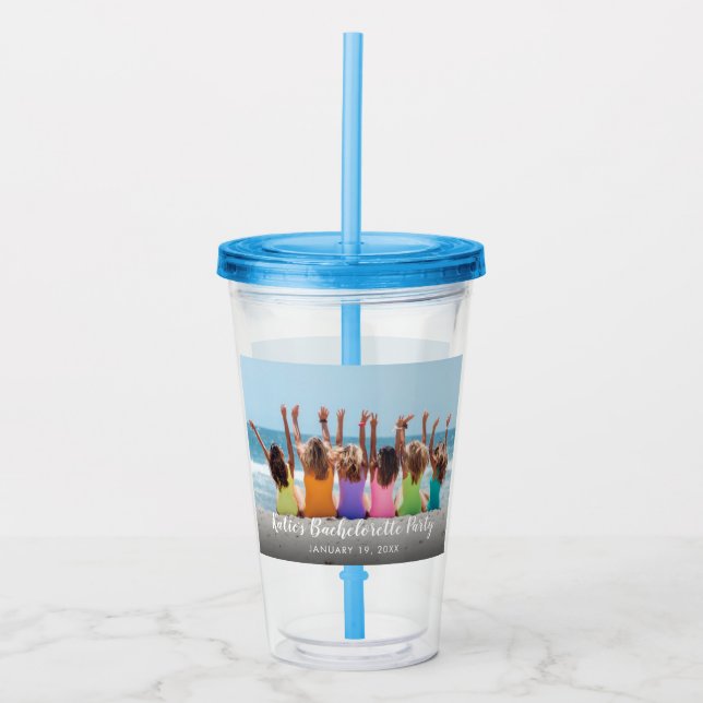 Custom Bachelorette Party Photo Acrylic Tumbler (Front)