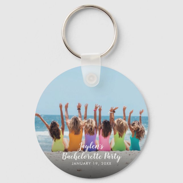 Custom Bachelorette Party Photo Button Keychain (Front)