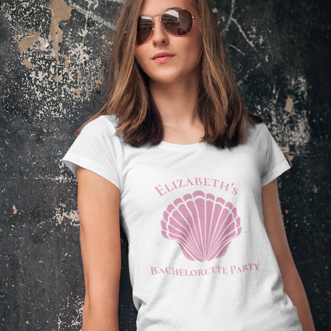 Custom Bachelorette Party Seashell Beach Wedding T-Shirt (Creator Uploaded)