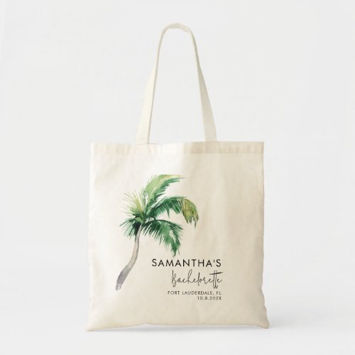 Custom Bachelorette Party Tropical Palm Tree Tote Bag