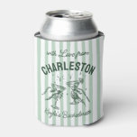 Custom Bachelorette Pastel Stripes Martini Cheers Can Cooler