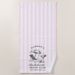Custom Bachelorette Pink & Blue Modern Beach Towel