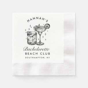 Custom Bachelorette Retro Cocktail Black Napkins