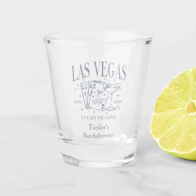Custom Bachelorette Retro Cocktail Black Shot Glass (Front)