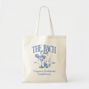 Custom Bachelorette Retro Cocktail Blue Tote Bag