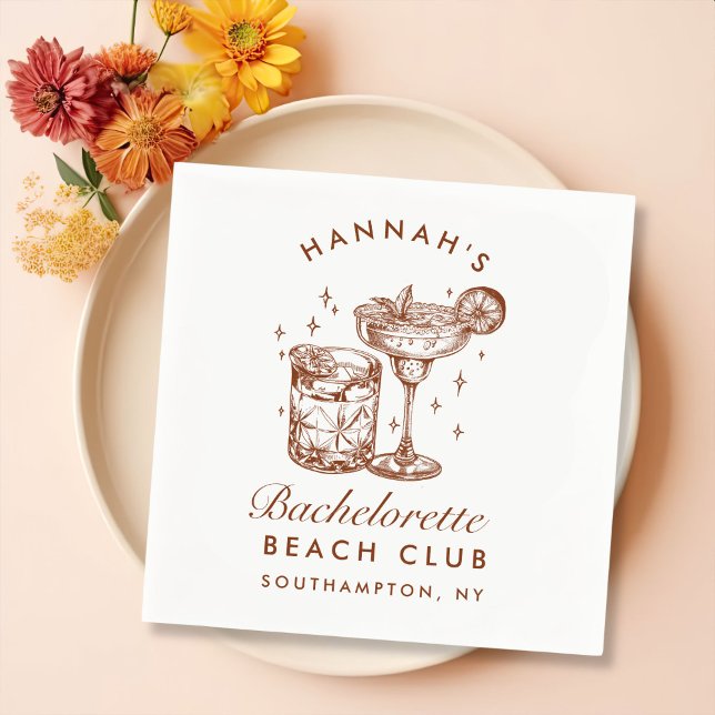 Custom Bachelorette Retro Cocktail Brown Napkins (Creator Uploaded)