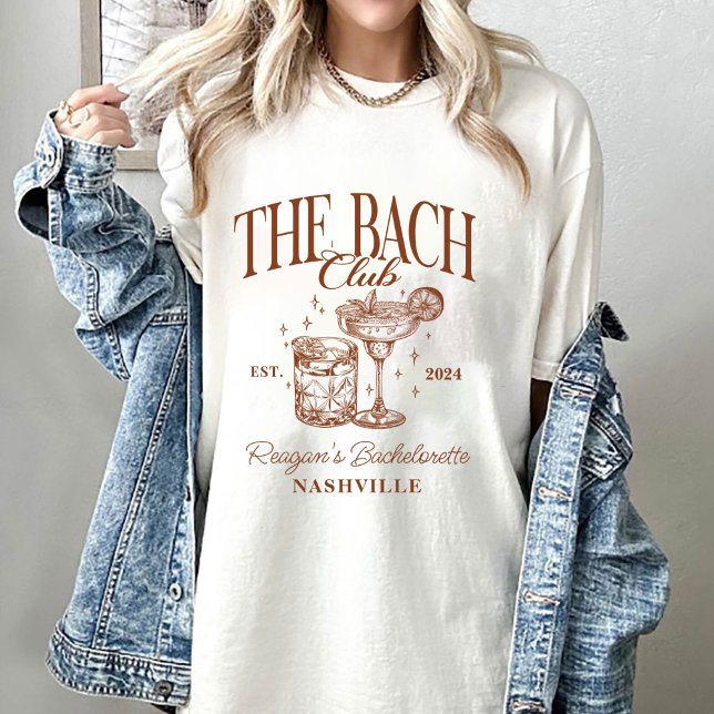 Custom Bachelorette Retro Cocktail Brown T-Shirt (Creator Uploaded)