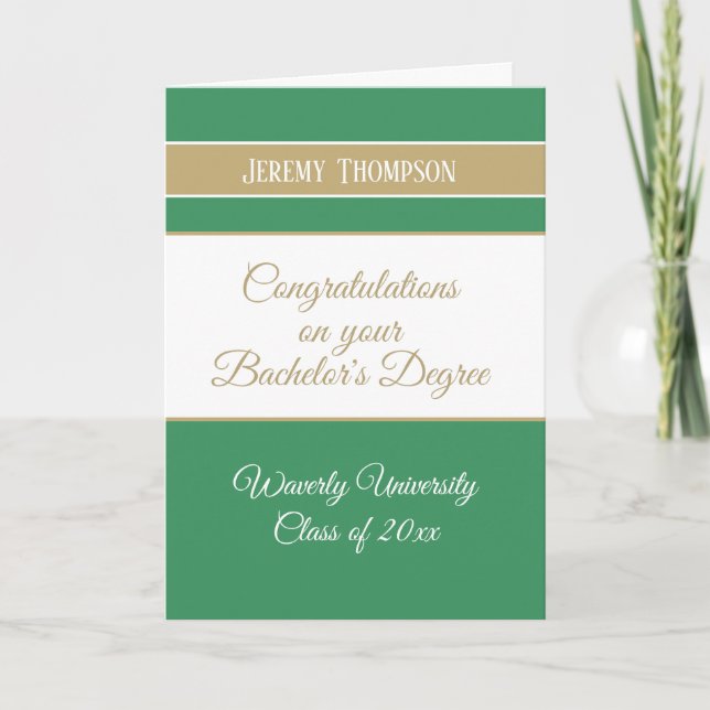 Custom bachelor's degree college graduation card (Front)