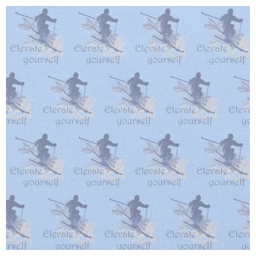 Custom Back Color Elevate Yourself Ski Quote Blue Fabric