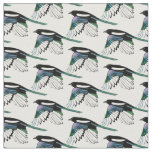 Custom back Color Magpie Bird in Flight Watercolor Fabric
