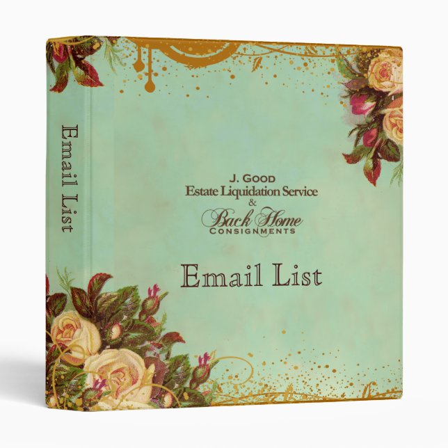 Custom Back Home Consignment Victorian Rose Binder (Front/Spine)