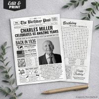 Custom Back in 1936 Newspaper Birthday Card, Trend