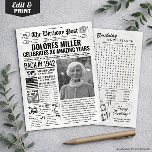 Custom Back in 1942 Newspaper Birthday Card, Trend Holiday Card